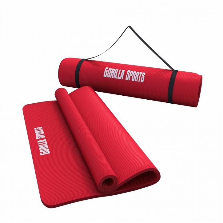Gorilla Sports Podložka na jógu, 190 x 100 cm, červená