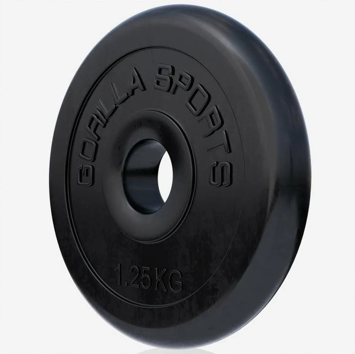 Gorilla Sports Činkový kotouč 1,25 kg, litinový, pogumovaný