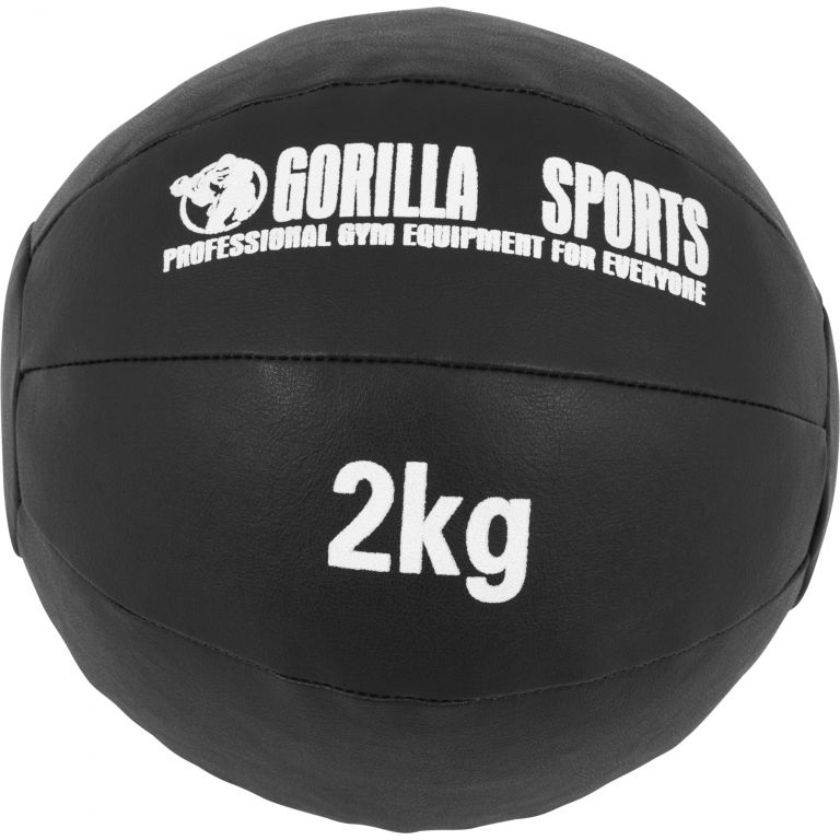 Gorilla Sports Kožený medicinbal, 2 kg, čierny