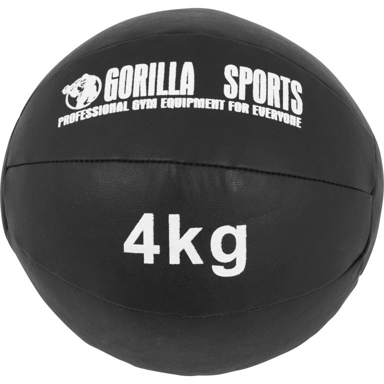 E-shop Gorilla Sports Kožený medicinbal, 4 kg, čierny