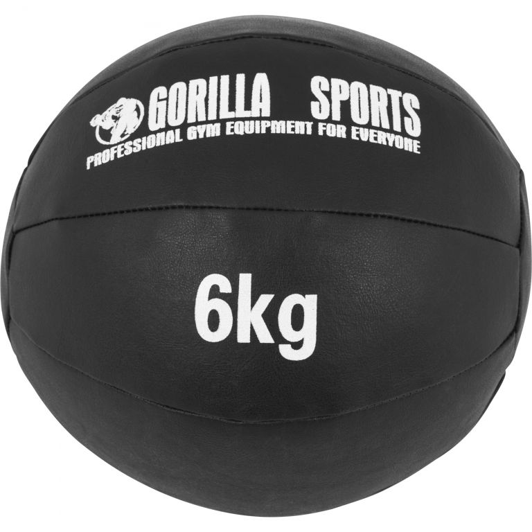 Fotografie Gorilla Sports Kožený medicinbal, 6 kg, černý