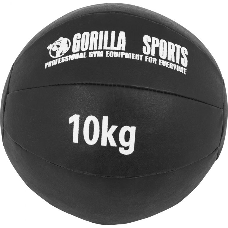 Gorilla Sports Kožený medicinbal, 10 kg, čierny