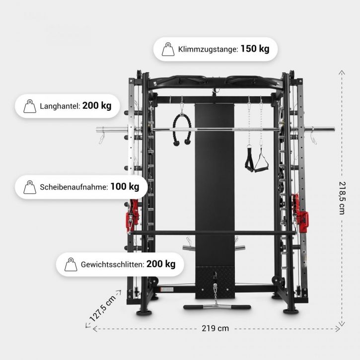 Gorilla Sports Multifunkční kladková věž, 219 cm,  černá