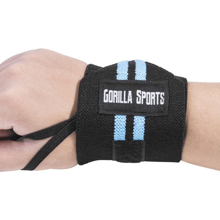 Gorilla Sports Bandáž na zápěstí, černá/modrá, 2 ks