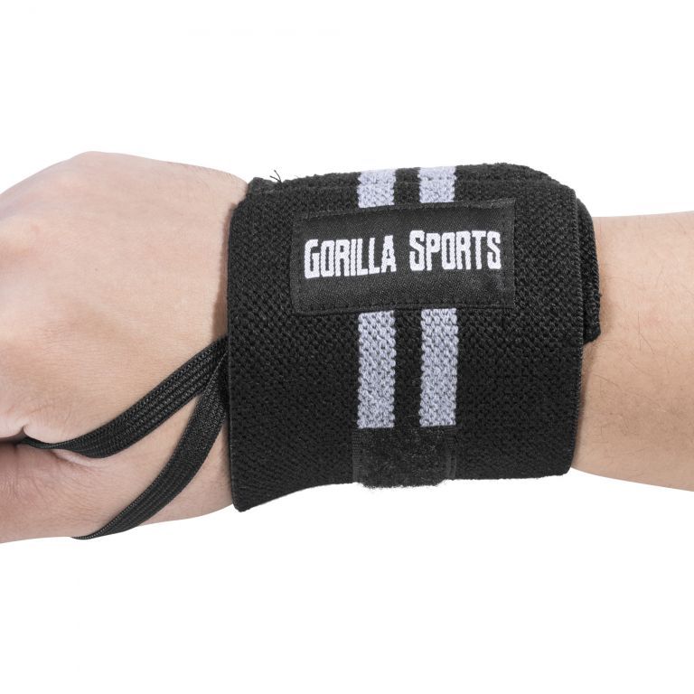 Gorilla Sports Bandáž na zápěstí, černá/šedá, 2 ks