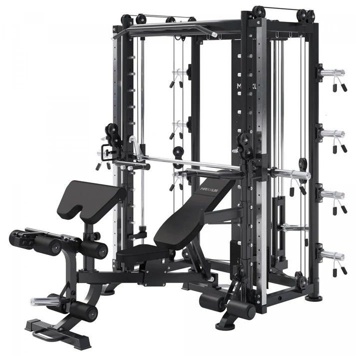 Posilovací multipress s kladkami a lavicí, vedená osa 250 kg