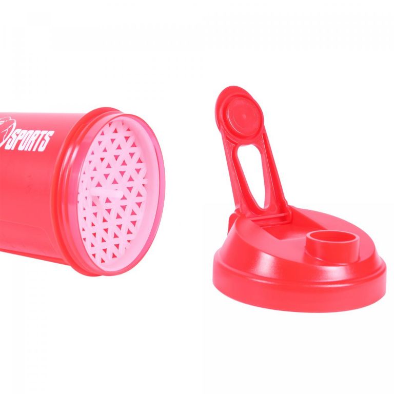 Gorilla Sports Shaker s priehradkou, 500 ml červený