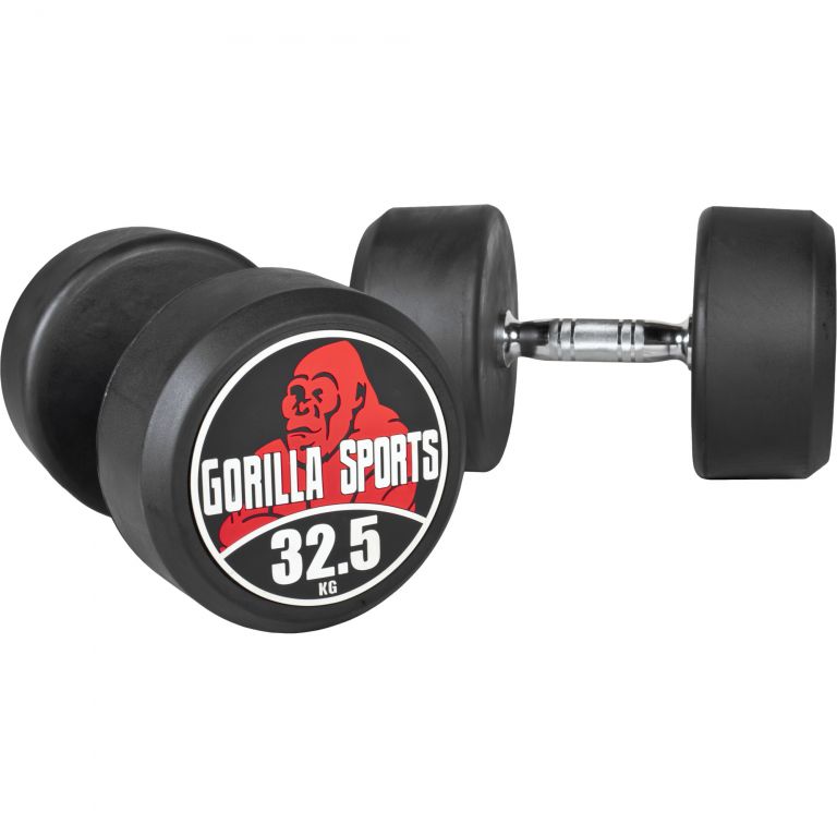 Gorilla Sports Jednoručné činky čierno/červené, 2 x 32,5 kg