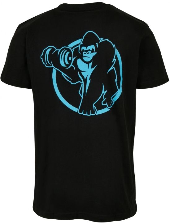 Gorilla Sports Sportovní tričko, černo/neonově tyrkysová, M