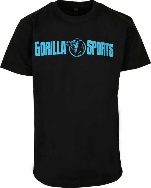 Gorilla Sports Sportovní tričko, černo/neonově tyrkysová 3XL