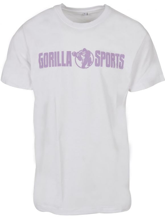 Gorilla Sports Sportovní tričko s potiskem, bílo/fialová 3XL
