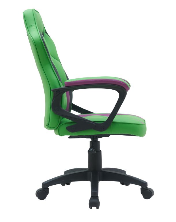 Ergonomická kancelárska stolička, zelená s fialovými prvkami