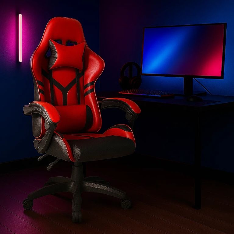 Ergonomická herná stolička s vankúšmi na krk a chrbát