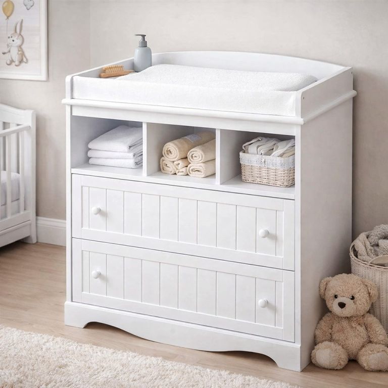 Prebaľovacia komoda vo farbe bielej, 88 cm