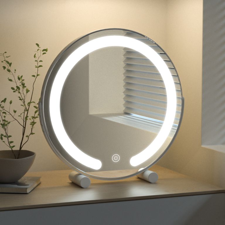 E-shop Ireda Stolné LED zrkadlo s dotykovým ovládaním, 30x30 cm