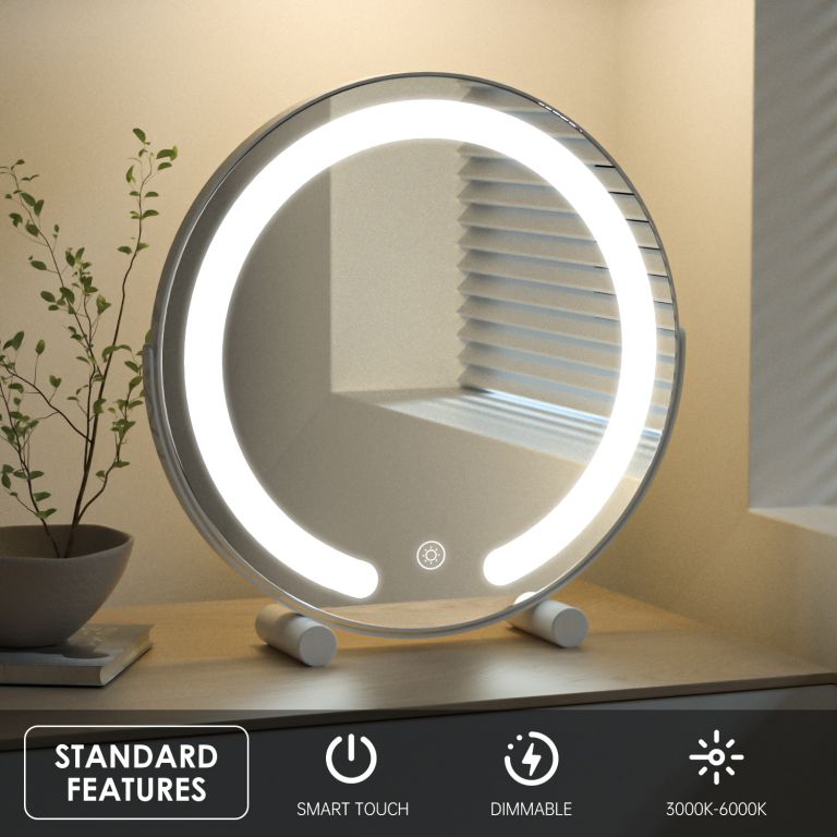 Fotografie Ireda Stolní LED Zrcadlo s dotykovým ovládáním, 30x30cm