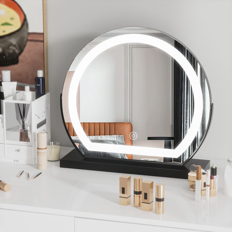 Levně Ireda Stolní LED Zrcadlo s dotykovým ovládáním, 35x40cm