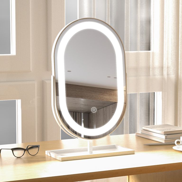 Levně Ireda Stolní LED Zrcadlo s dotykovým ovládáním, 30x45cm