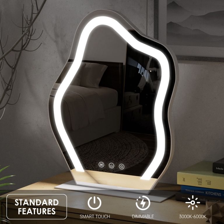 Fotografie Ireda Stolní LED Zrcadlo s dotykovým ovládáním, 44x55cm