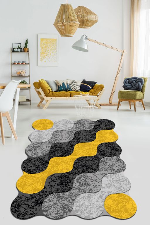 E-shop Koberec CIRCLE, 120 x 180 cm, žlto-čierny