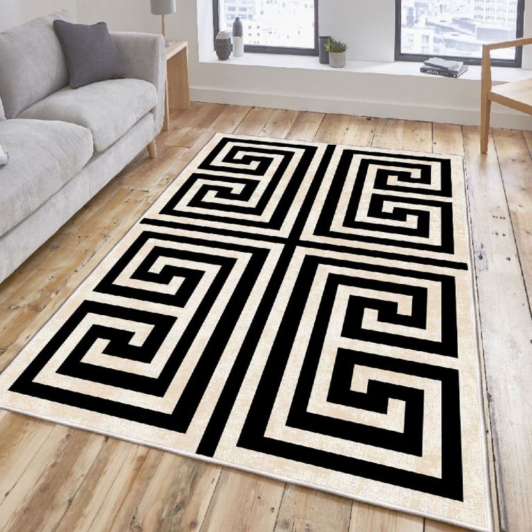 Pletený koberec s geometrickým vzorom, 100 x 300 cm, béžový