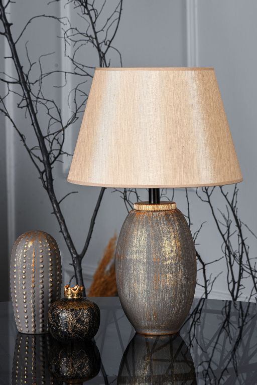 Levně Elegantní stolní lampa, 46 x 30 cm, hnědá, zlatá
