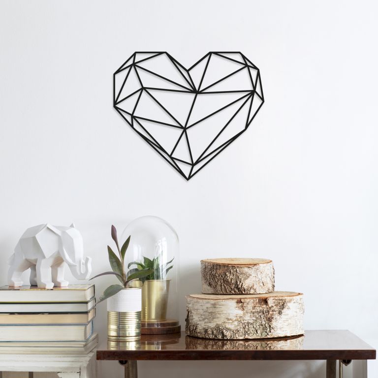 Kovová dekorácia srdce, 47 x 40 cm, čierna