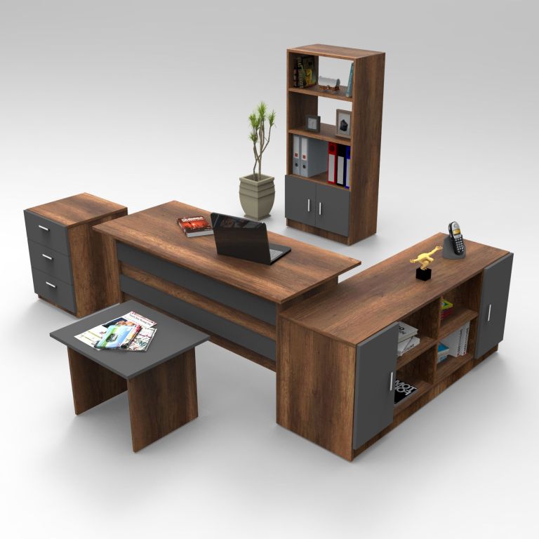 E-shop Kancelársky nábytok set, farba orech a antracit