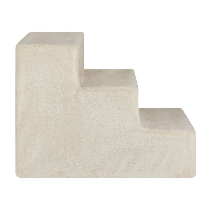 Béžové schodíky pre psov a mačky, 3 schodíky, mäkký plyš