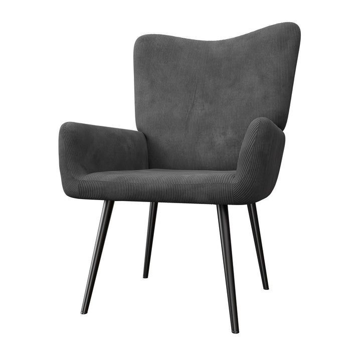 Pohodlné manžetové kreslo z manšestru, sivé