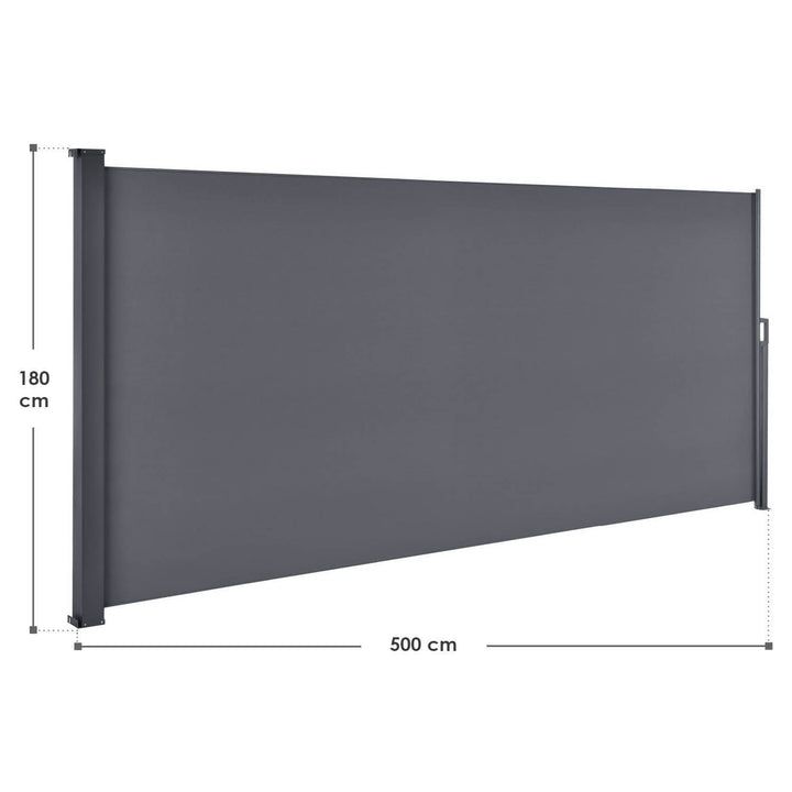 Výsuvná bočná clona, 500 x 180 cm, tmavošedá