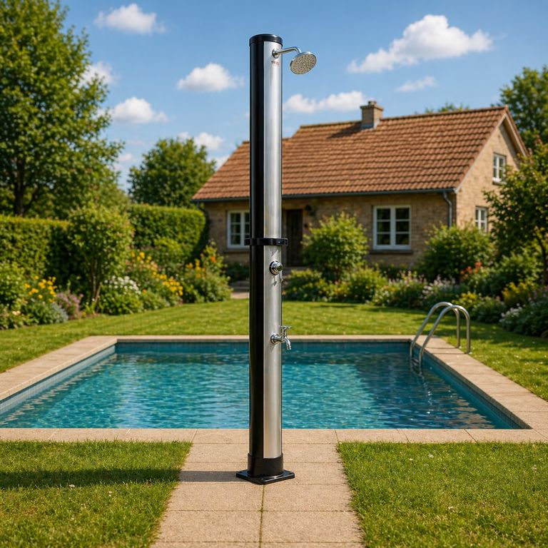 Zahradní solární sprcha 40 l, nožní sprcha, dešťová hlavice