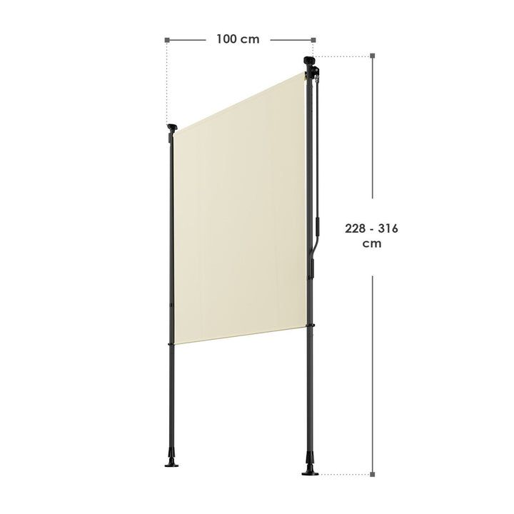 Zvislá markíza na balkón 100x228-316 cm, UV ochrana, béžová