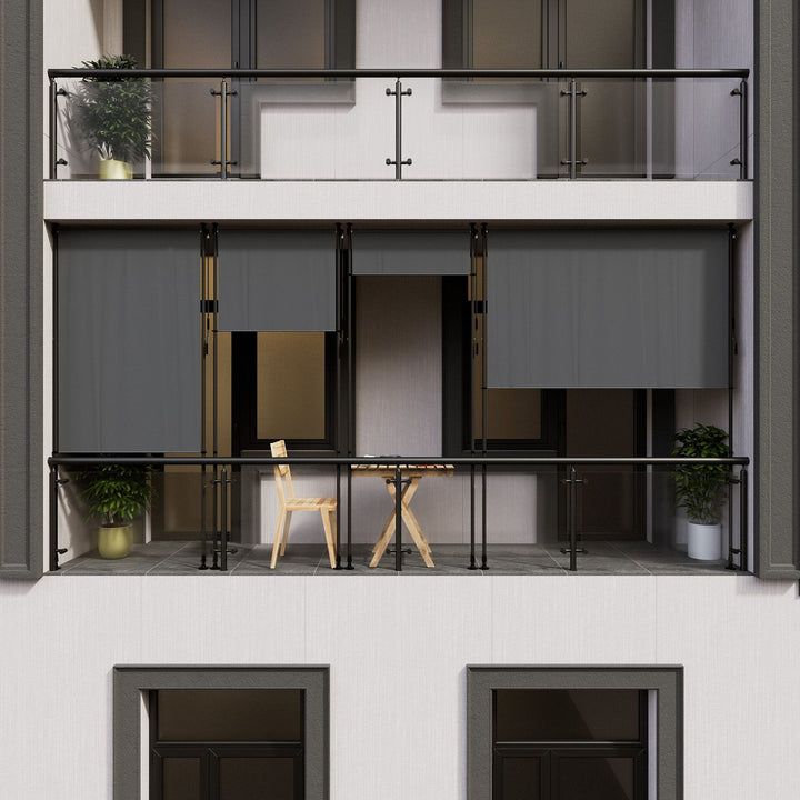 Zvislá markíza na balkón 200 x 228-316 cm, UV ochrana, sivá