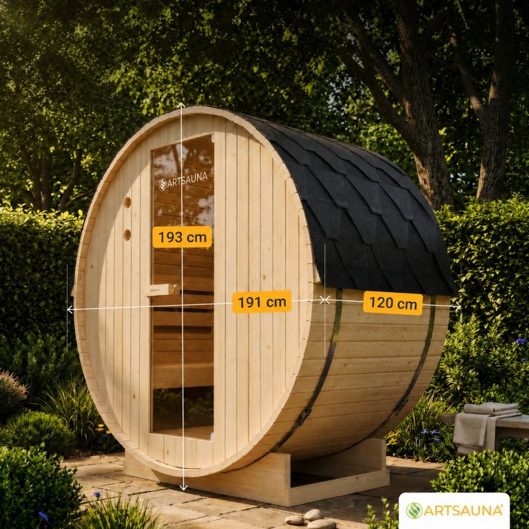 Kompaktní sauna i na menší zahradu - rozměry a doporučený podklad.