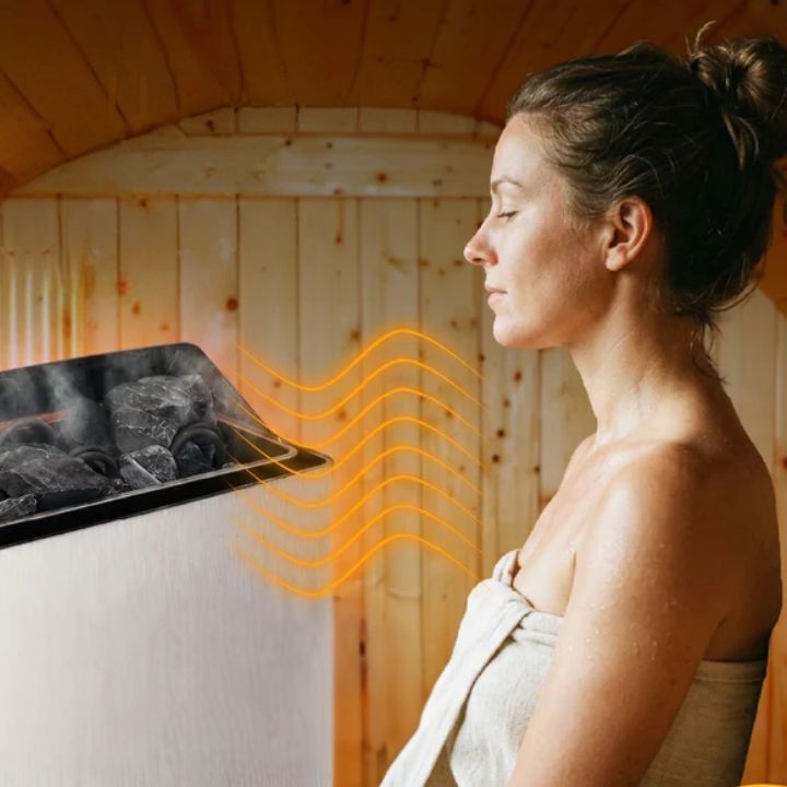 Klid a pohodlí ve vlastní sauně - dřevěné lavice a tlumené LED osvětlení.