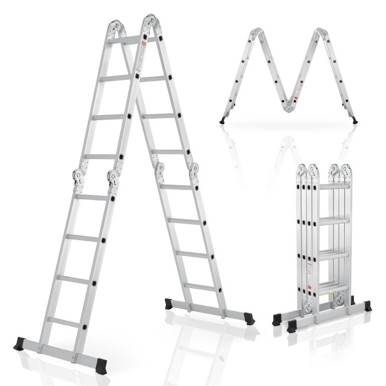 Skládací hliníkový žebřík 4,7 m, 16 příček, nosnost 150 kg