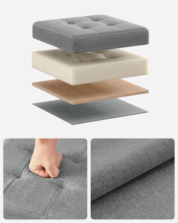 Skladací taburet s úložným priestorom 30×30 cm – svetlo šedý