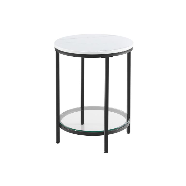 Moderný okrúhly stôl s mramorovou doskou a sklom 45 x 55 cm