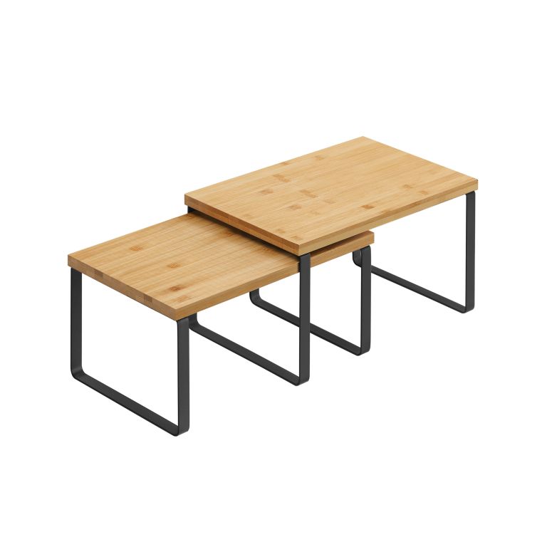 Stohovateľné bambusové police na kuchynskú linku, súprava 2