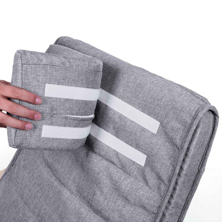 Hojdacia stolička s opierkou na nohy a vankúšom, sivá