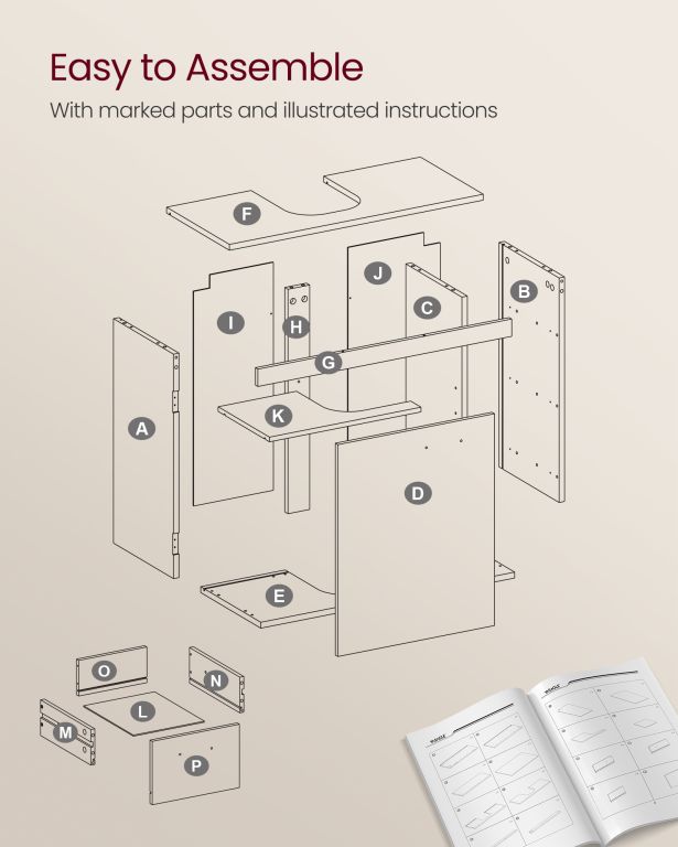 Kúpeľňová skrinka pod umývadlo, 30 x 70 x 64 cm, biela