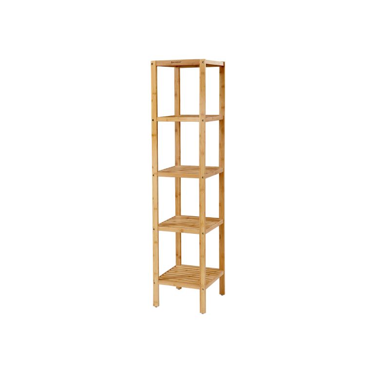 Prírodná bambusová policová jednotka, 5 políc, 33x33x146 cm