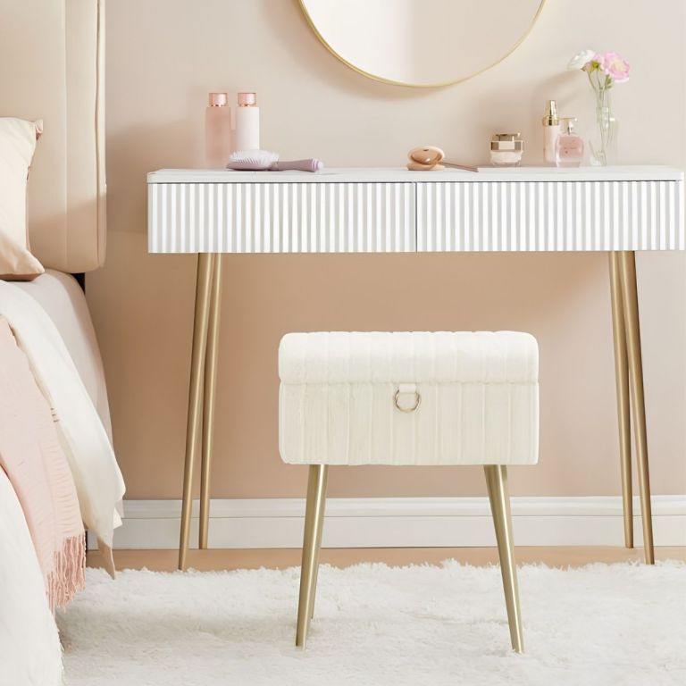 Songmics taburet s úložným prostorem krémově bílý SG107533