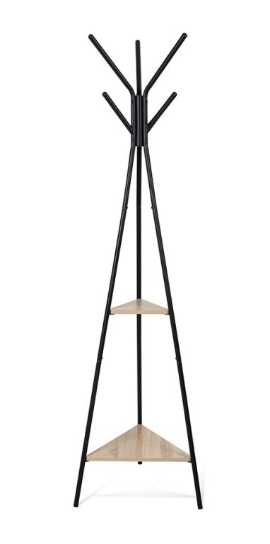Kovový věšák s poličkou 180x52 cm, černý