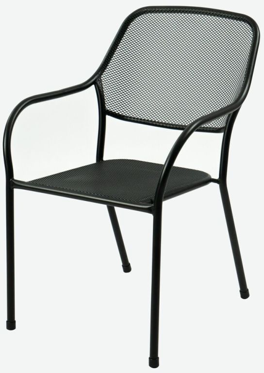 Kovové záhradné kreslo čierne, stohovateľné, 55x66x84 cm