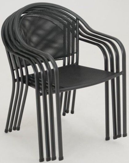 Stohovateľné záhradné kreslo z kovu, čierne, tahokov