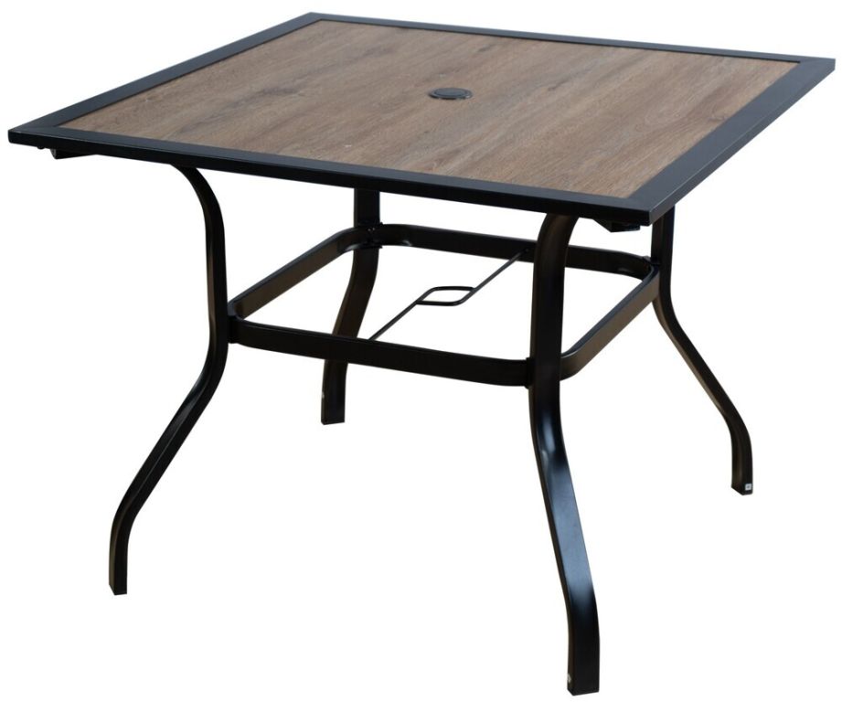 Kovový stôl na záhradu 94x94 cm, polywood, čierny