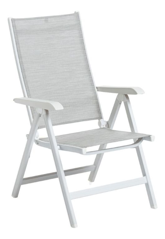 Zahradní polohovací křeslo BASIC PLUS, bílá/světle šedá