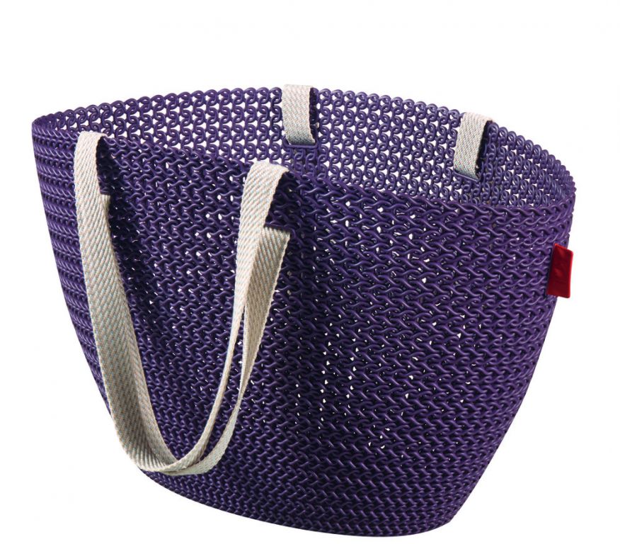 Taška nákupná, pikniková bag imitácia háčkovania - fialová